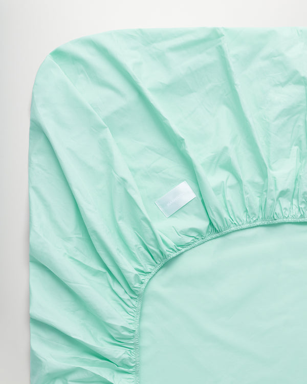 Mother fitted sheet | Pale green Poplin